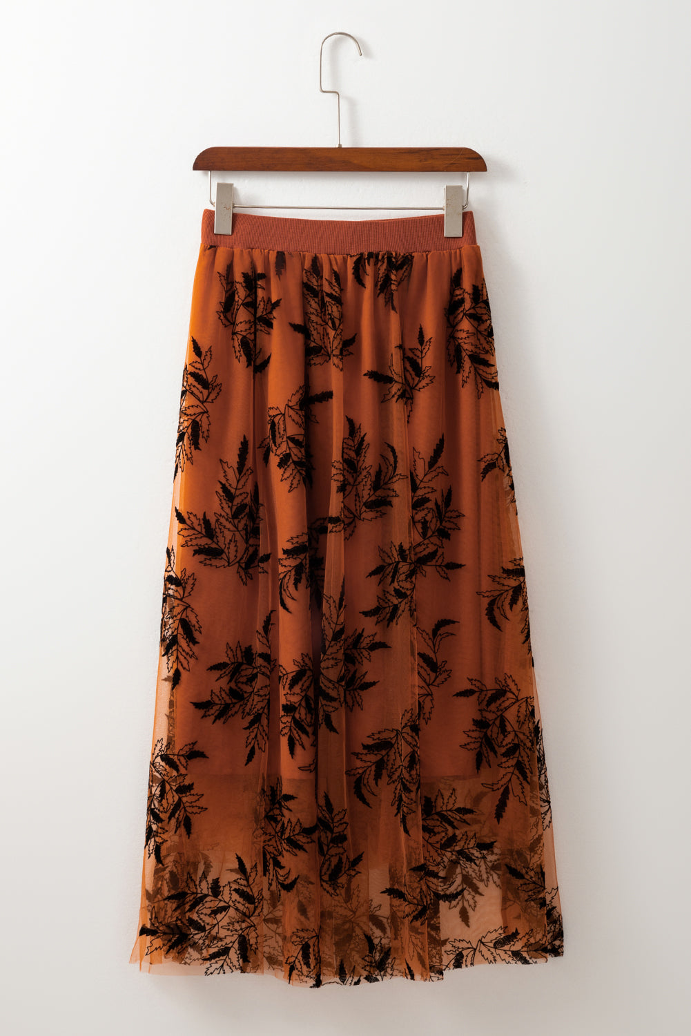 Gold Flame Floral High Waist Maxi Skirt