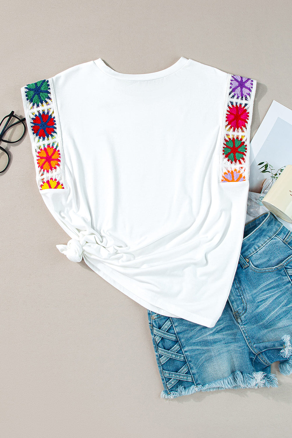 White Floral Crochet Top