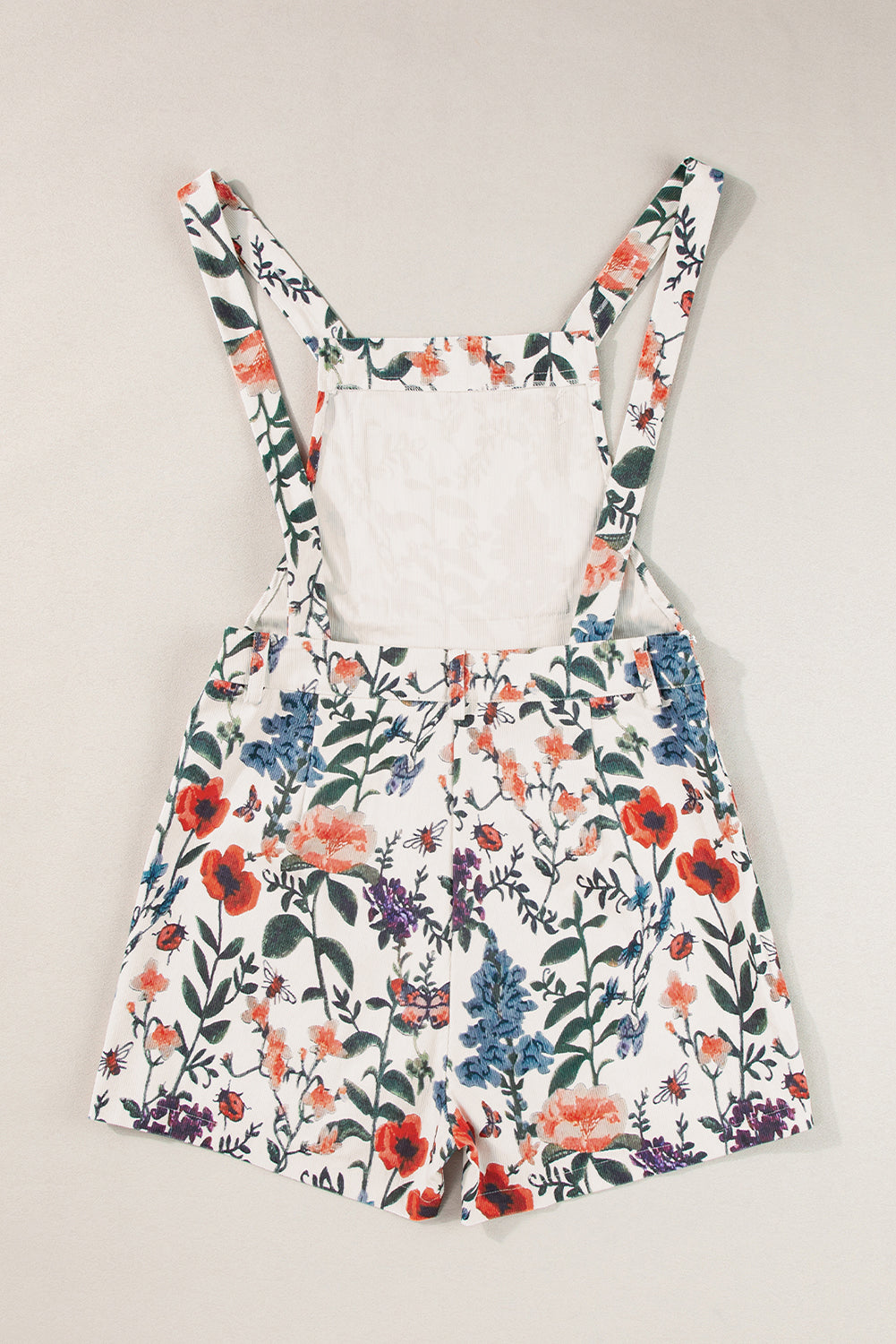Beige Floral Print Romper