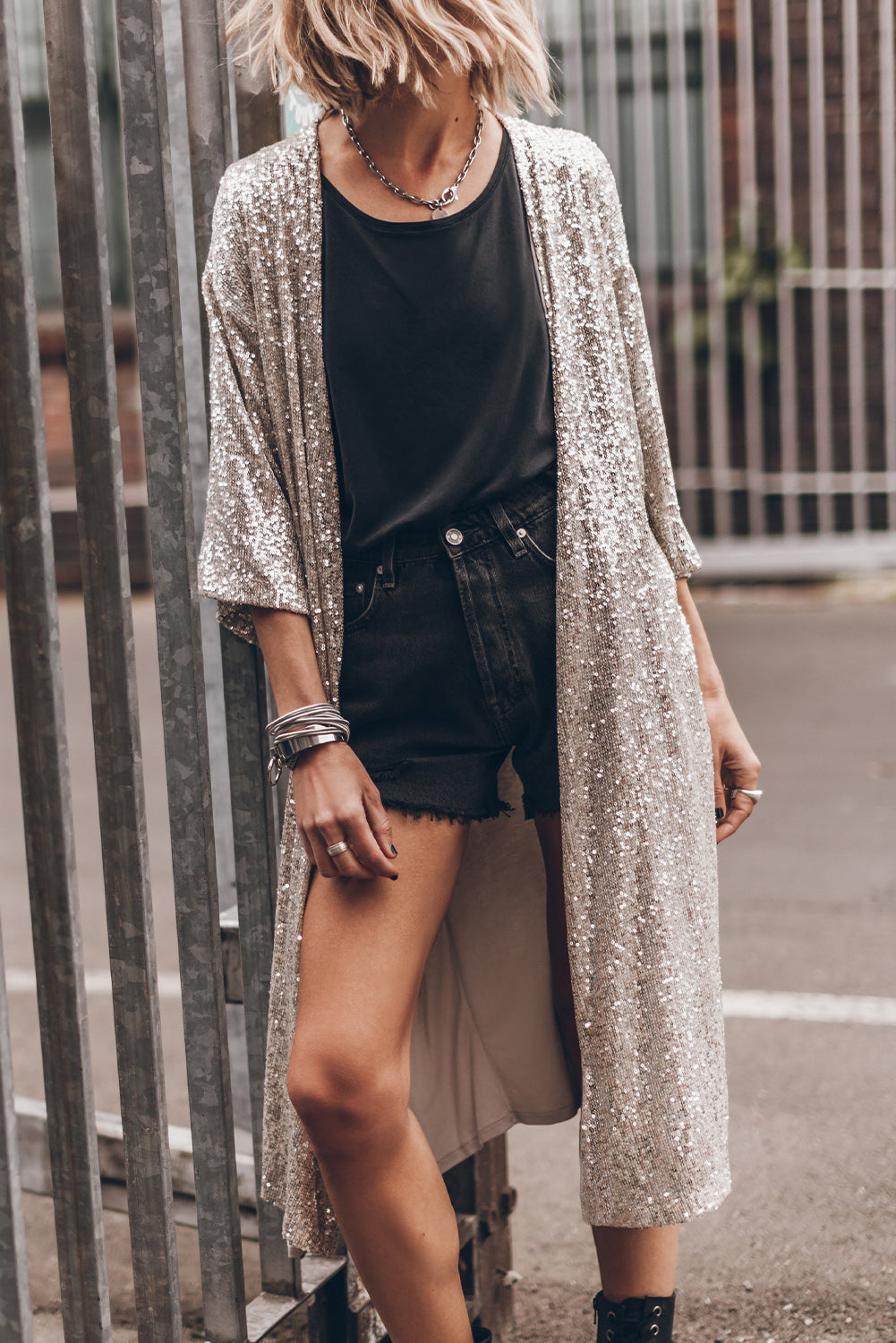 Apricot Open Front Duster Kimono