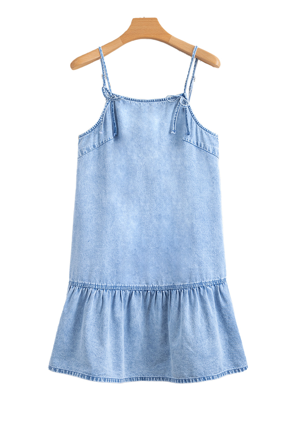 Blue Bow Detail Denim Short Dress