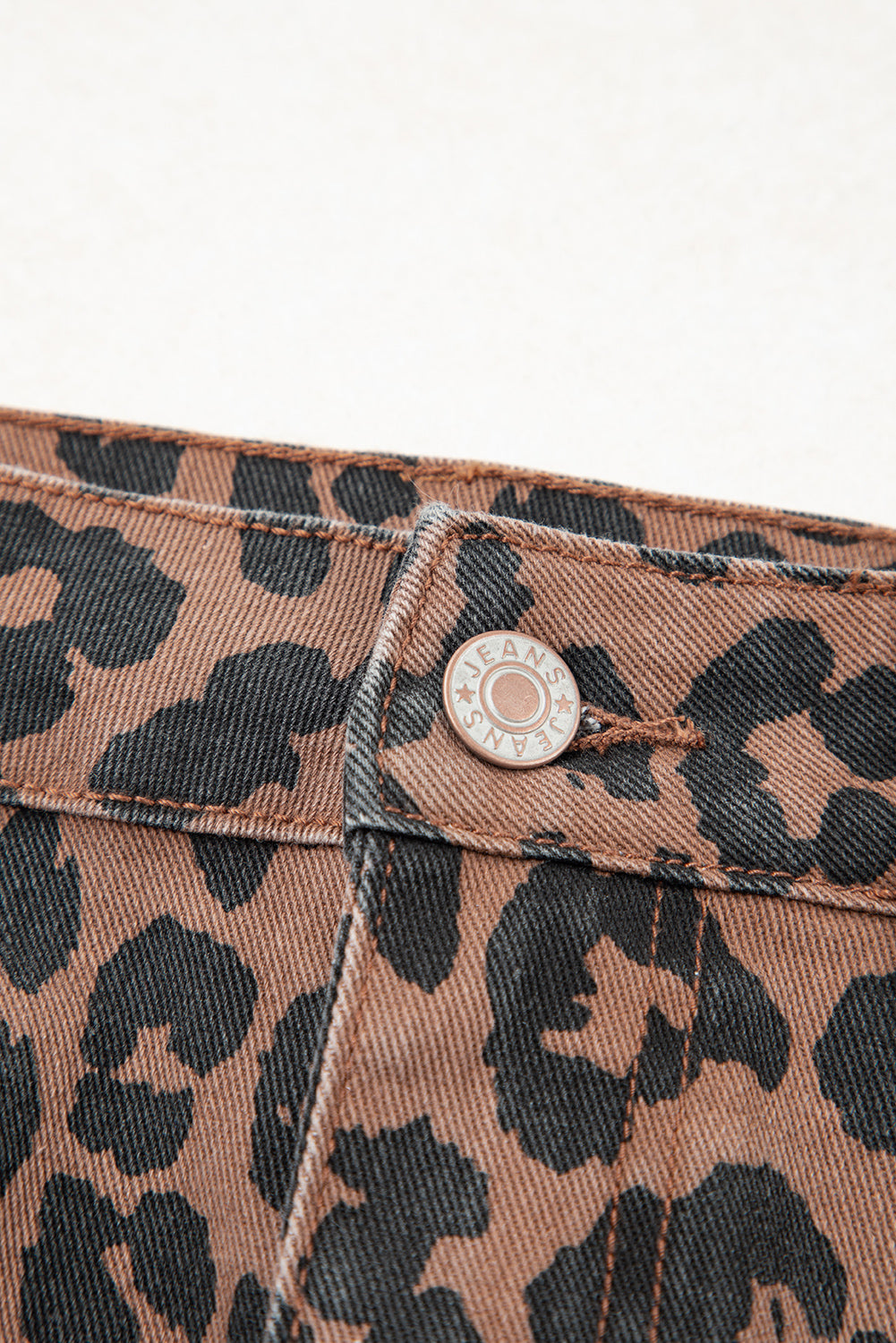 Brown Leopard Denim Midi Skirt