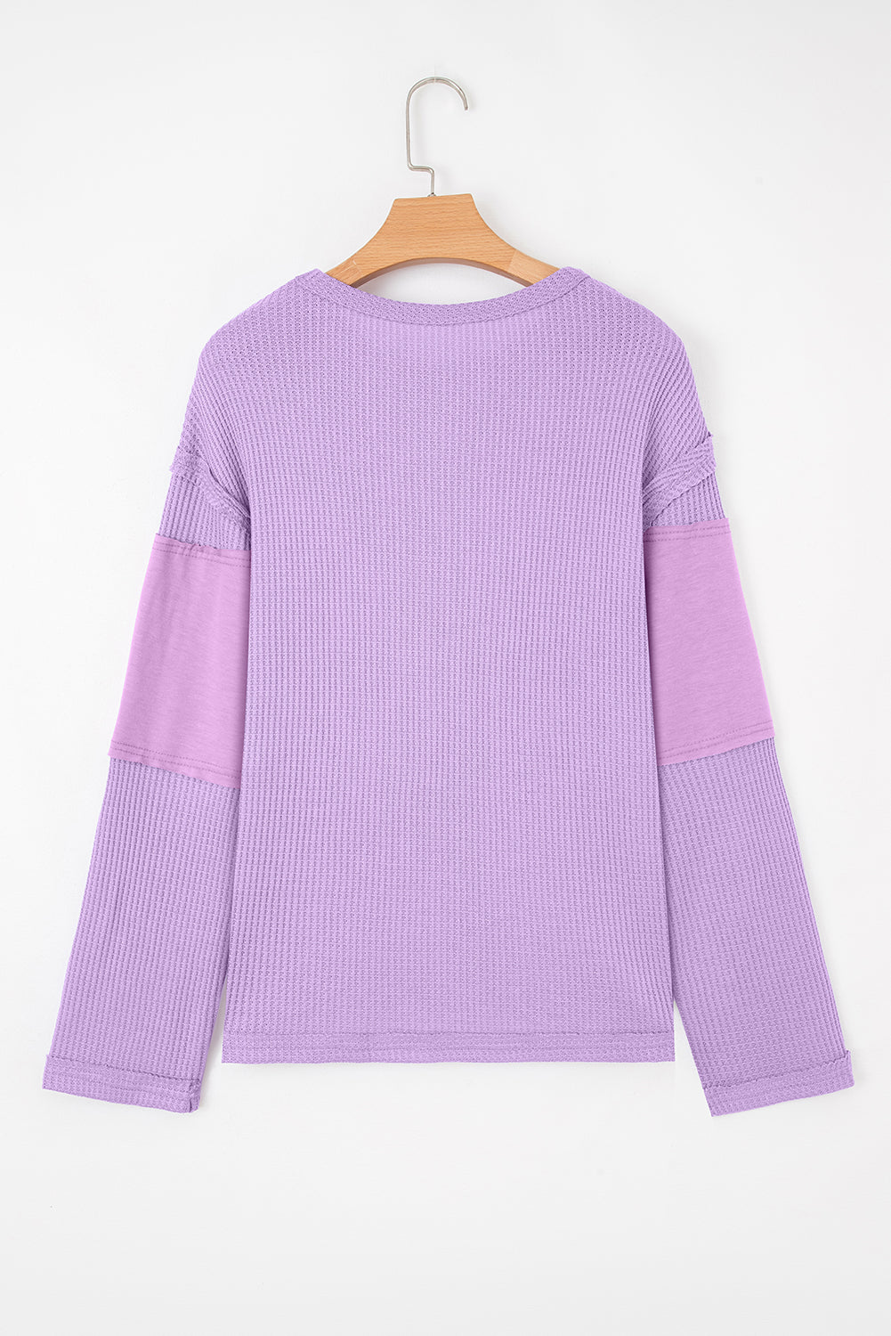 Thermal Knit Patchwork Long Sleeve Top