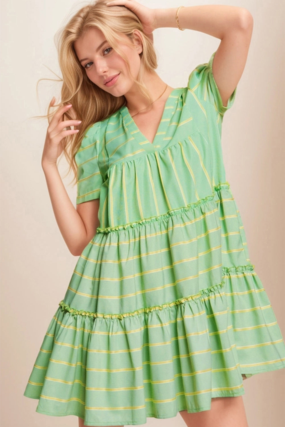 Green Stripe A-line Dress