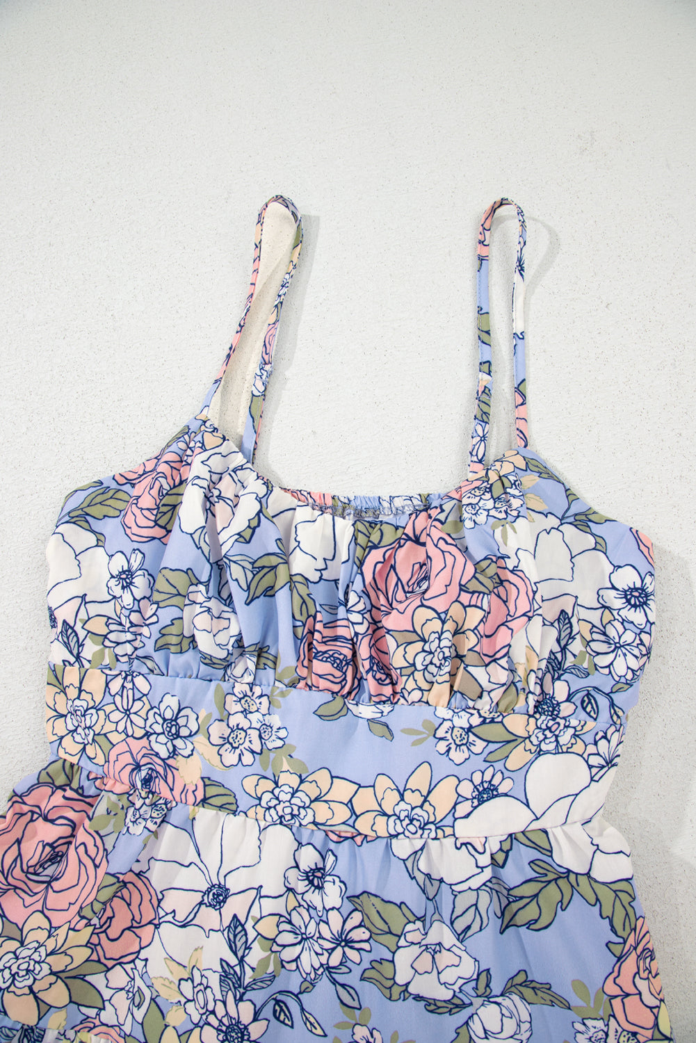 Blue Floral Tiered Dress
