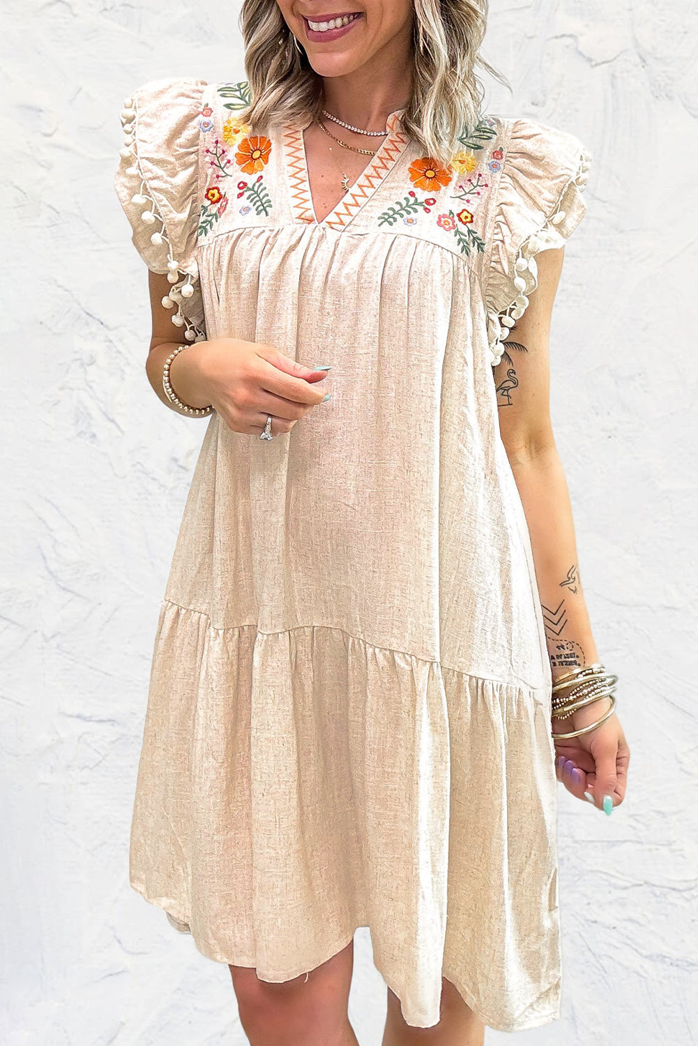 Bohemian Embroidery Flowy Short Dress