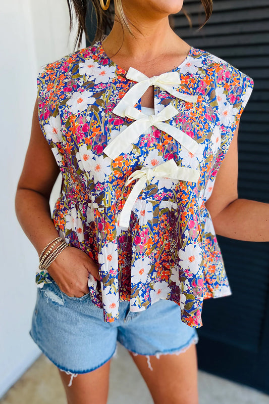 Rose Green Floral Peplum Blouse