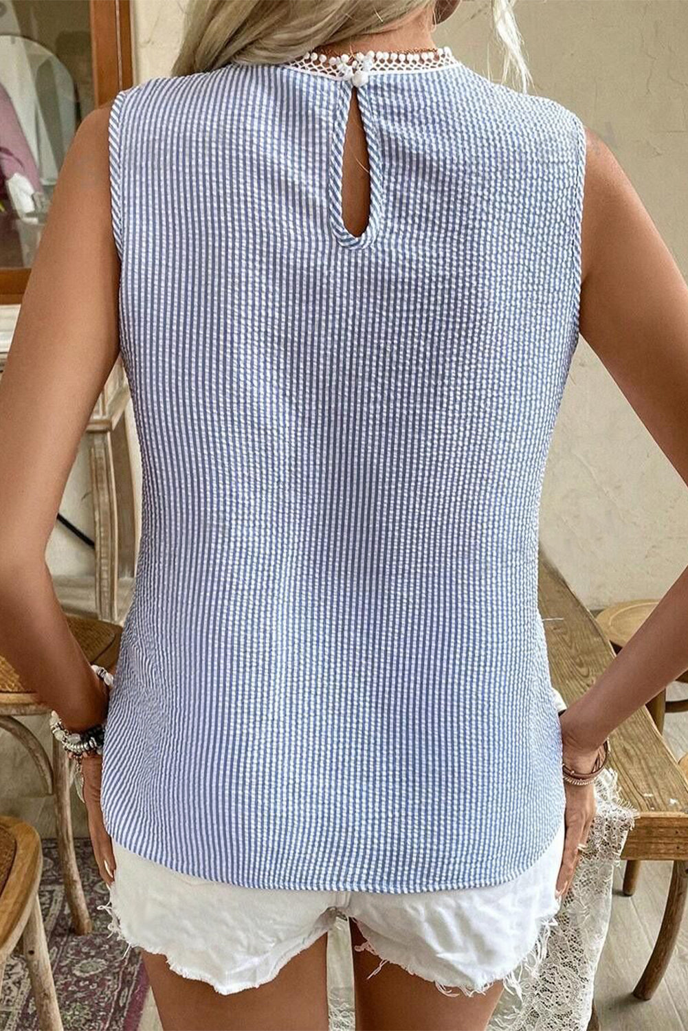 Sky Blue Stripe Top