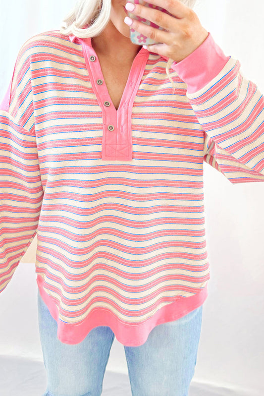 Pink Stripe Buttoned Top