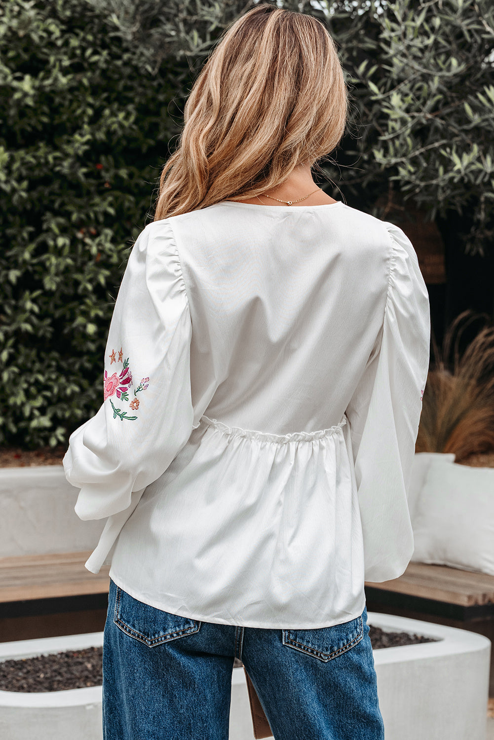 White Flower Babydoll Blouse
