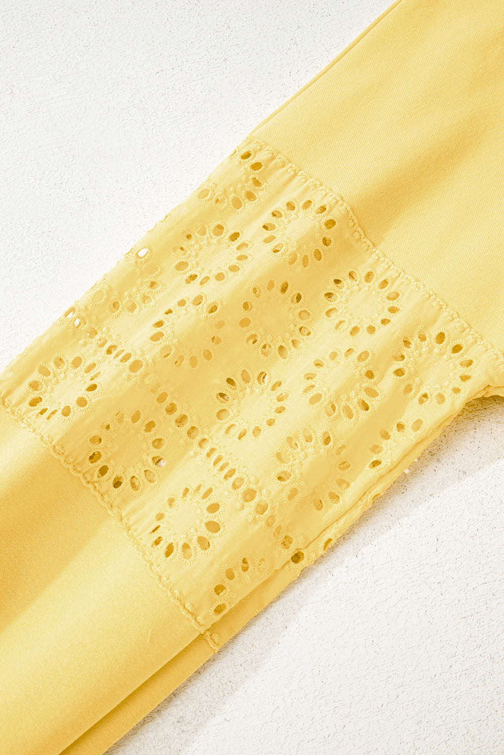 Yellow Cream Embroidered Flower Sweatshirt
