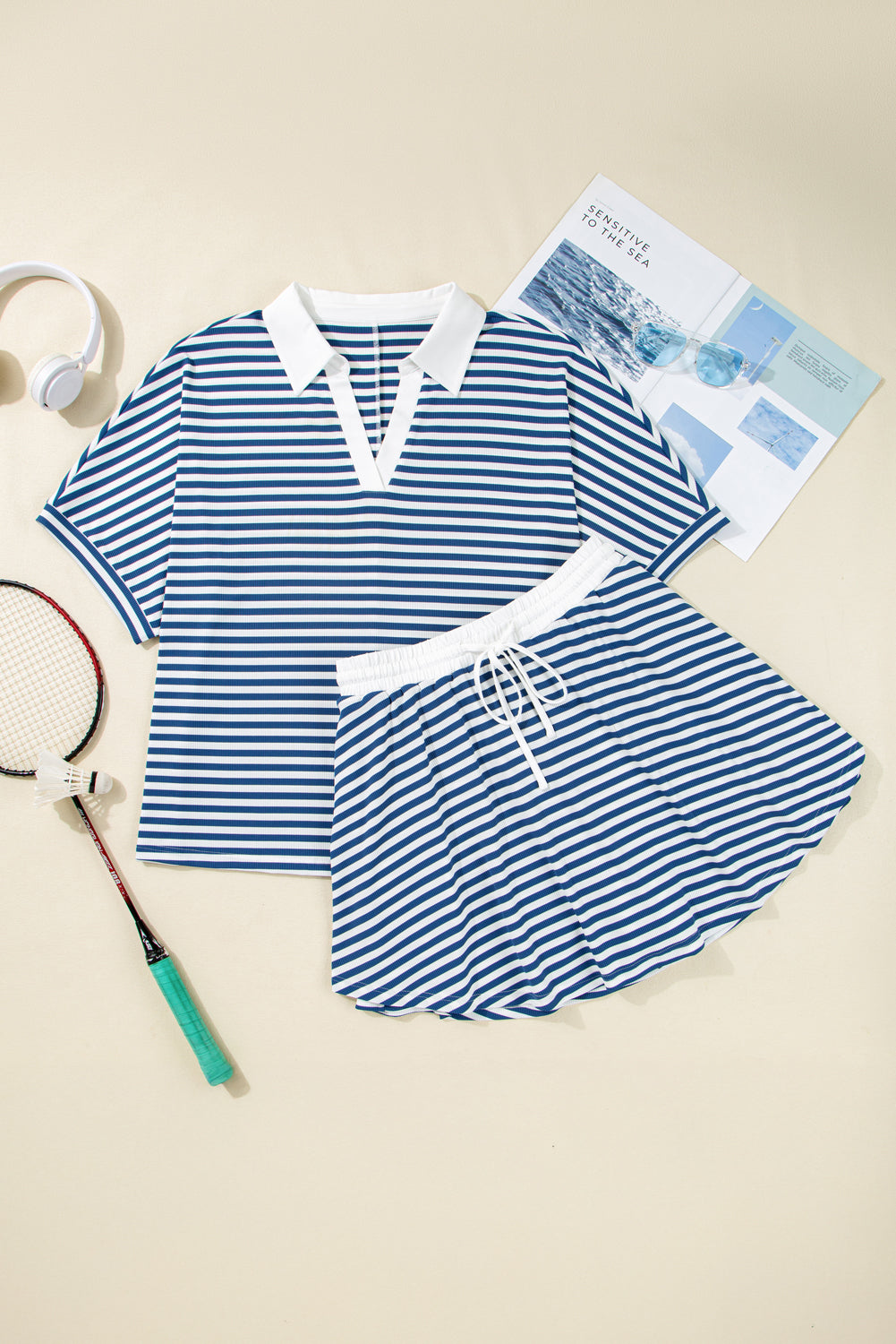 Blue Stripe Skort Set