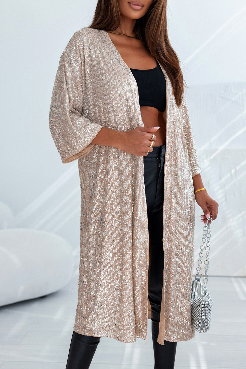 Apricot Open Front Duster Kimono