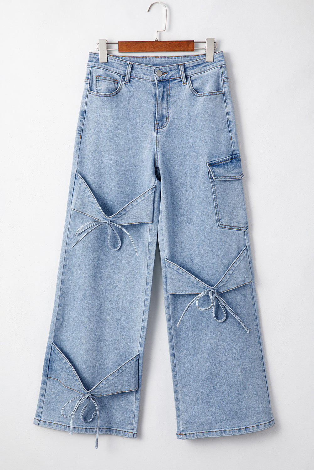Blue Bowknot Cargo Jeans