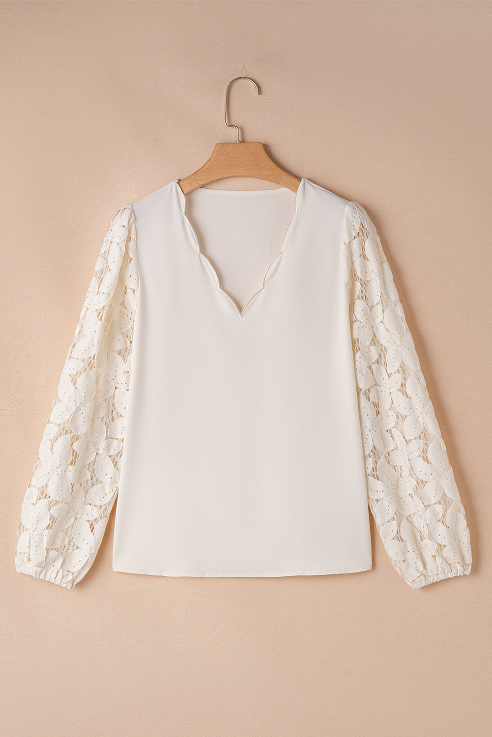 White Scalloped Lace Blouse