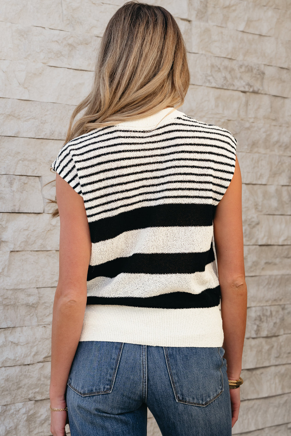Black Striped Sweater Vest