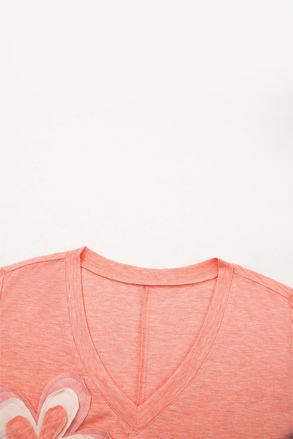 Salmon Floral Patchwork T Shirt
