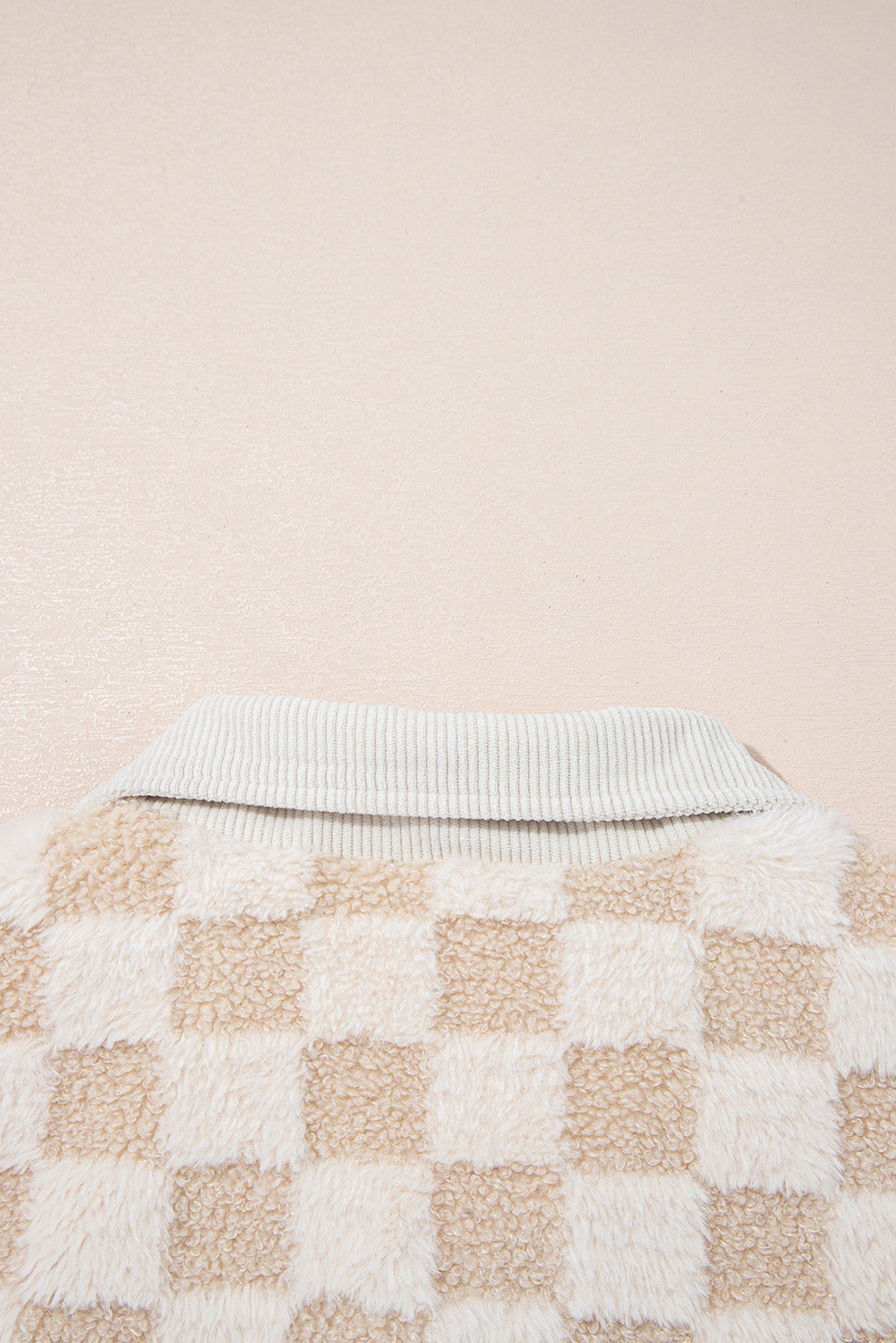 Khaki Checker Sherpa Jacket