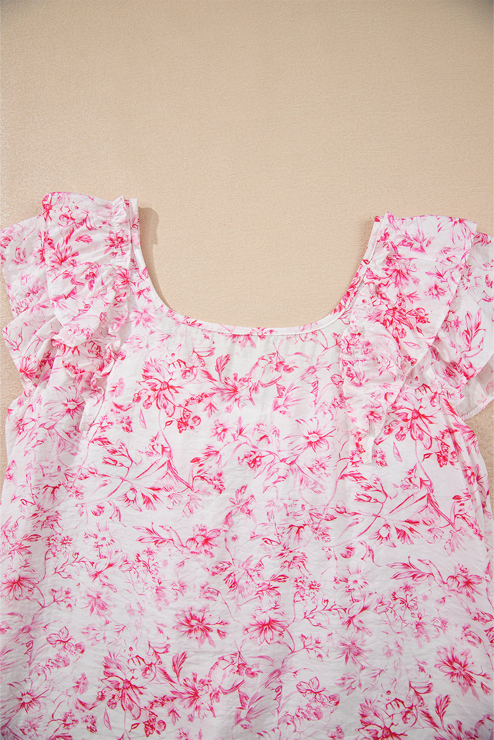 Pink Floral Ruffled Blouse
