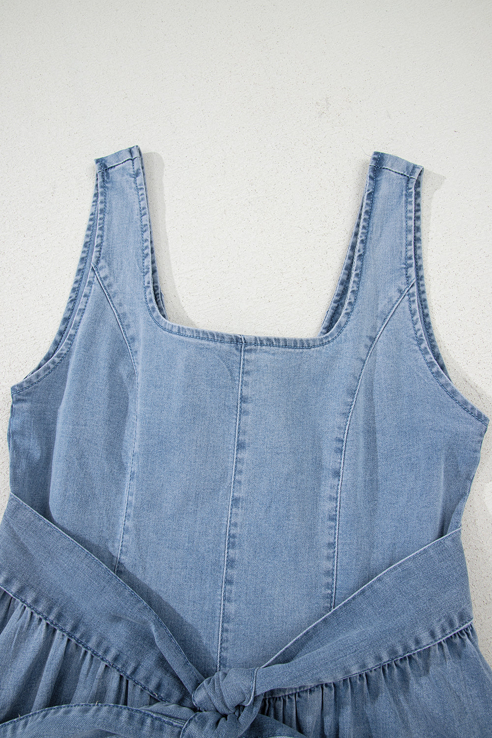 Square Bowknot Denim Dress