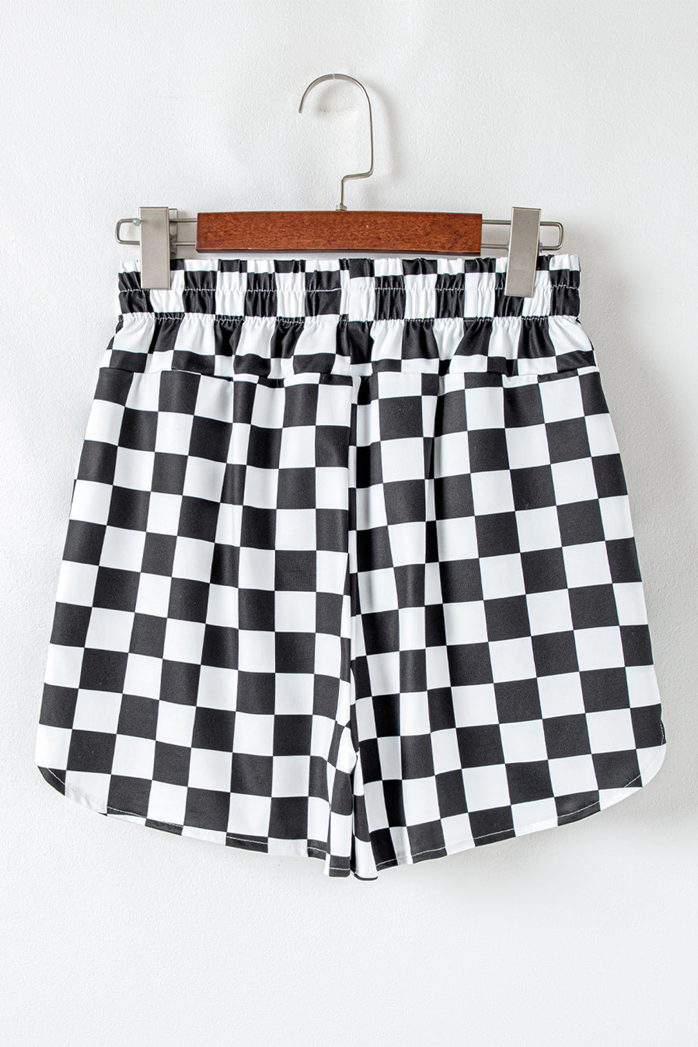 Black Checkered High Waist Shorts