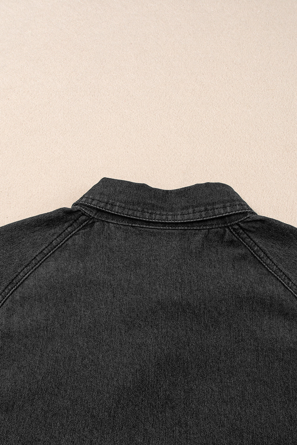 Black Frilled Denim Shirt Dress