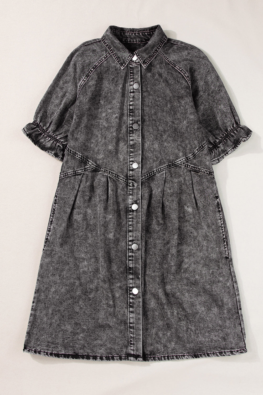 Medium Grey Buttoned Denim Dress