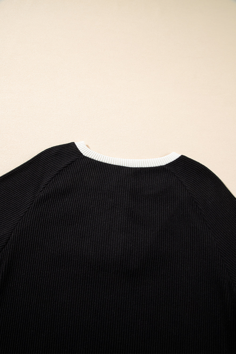 Black Ribbed Loose Fit Top