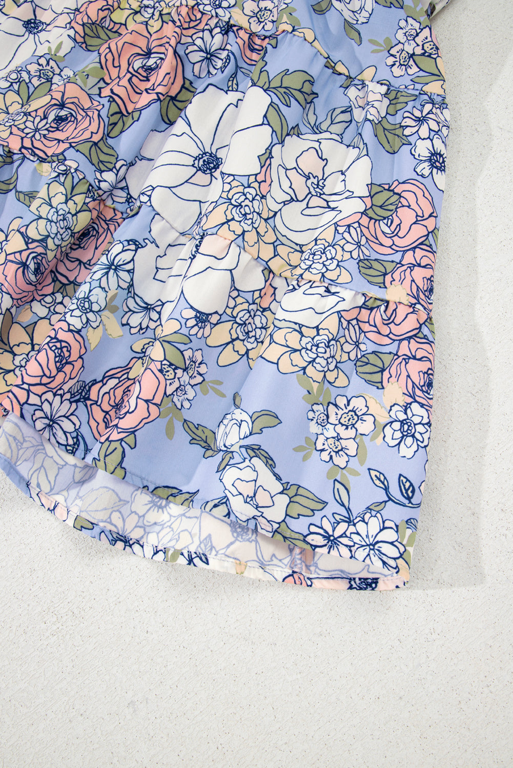 Blue Floral Tiered Dress