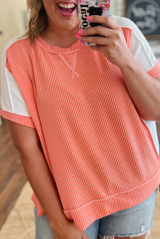 Orange Twist Colorblock Top