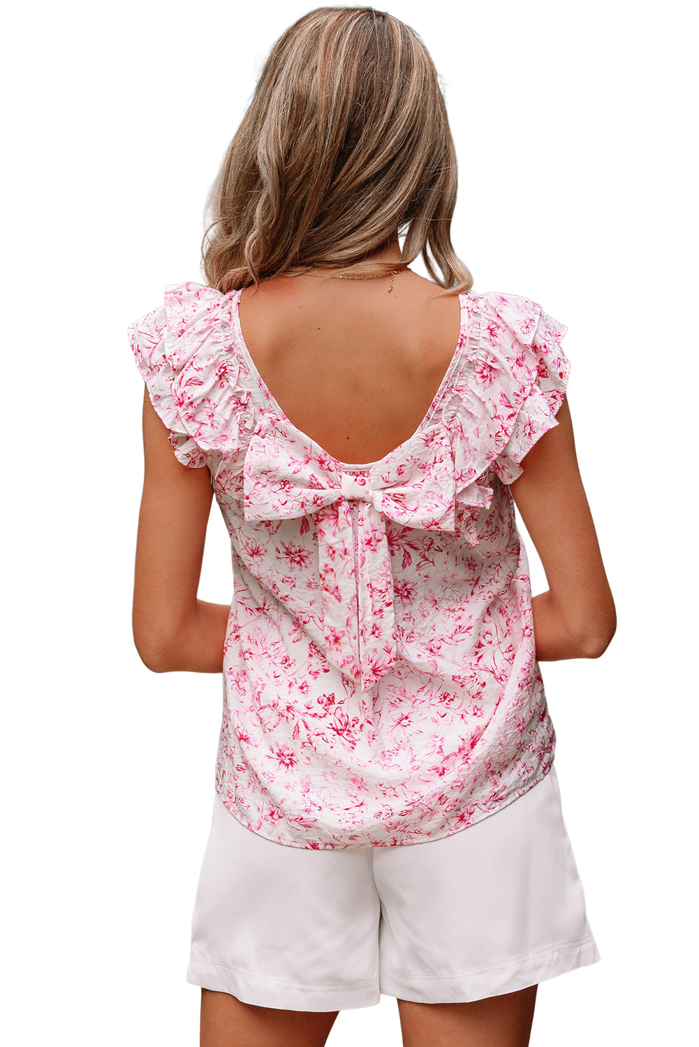 Pink Floral Ruffled Blouse
