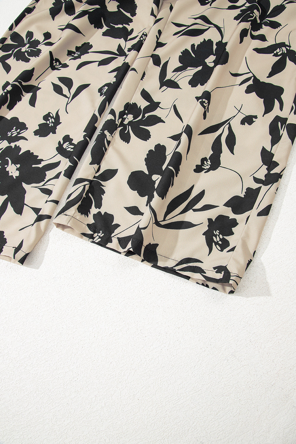 Khaki Floral Print Wide Leg Pants