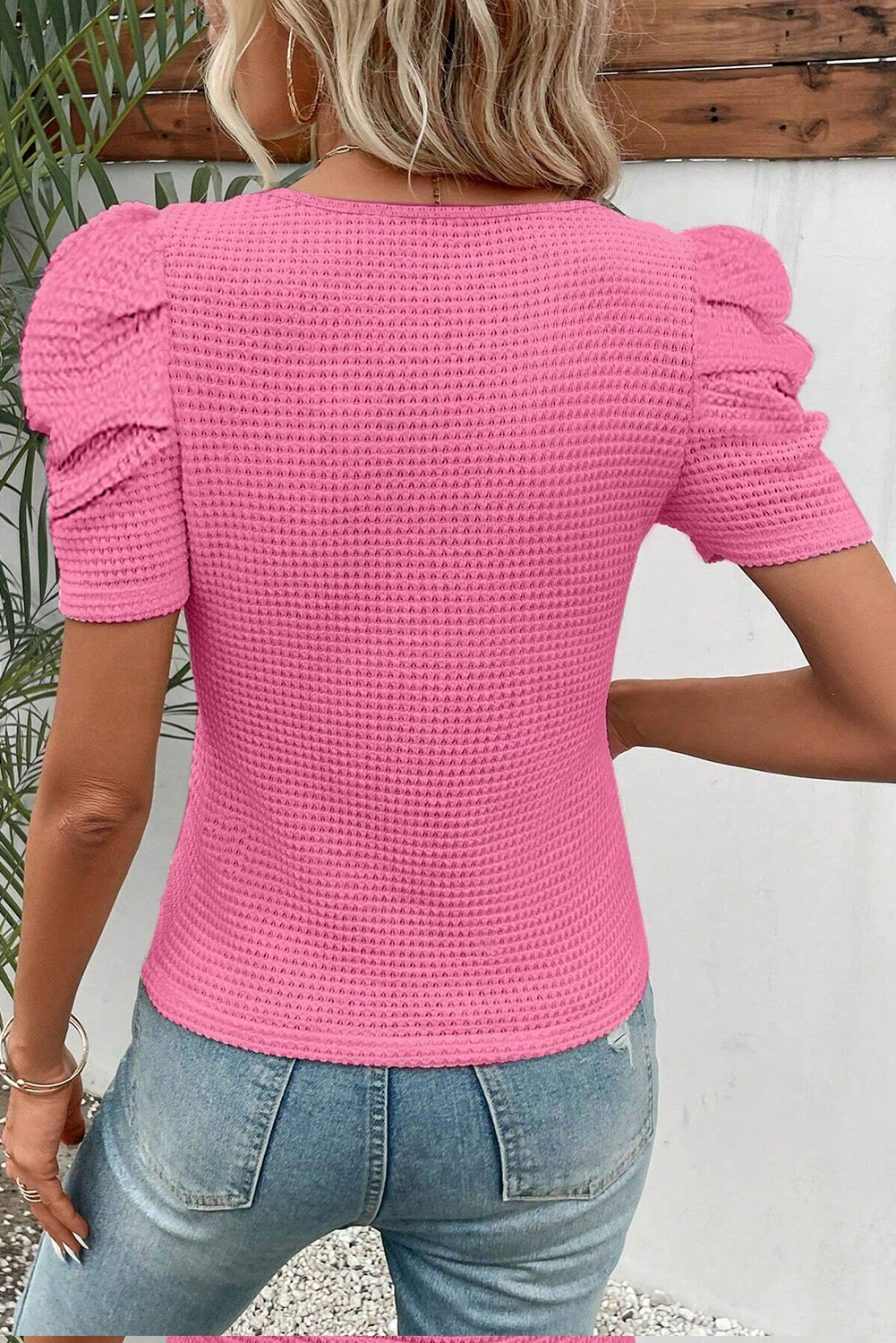 Bright Pink Waffle Knit Top