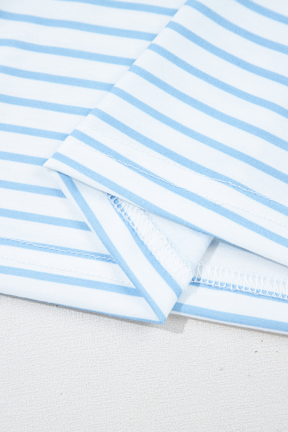 Sky Blue Stripe 3/4 Floral Puff Top