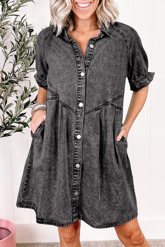 Medium Grey Buttoned Denim Dress