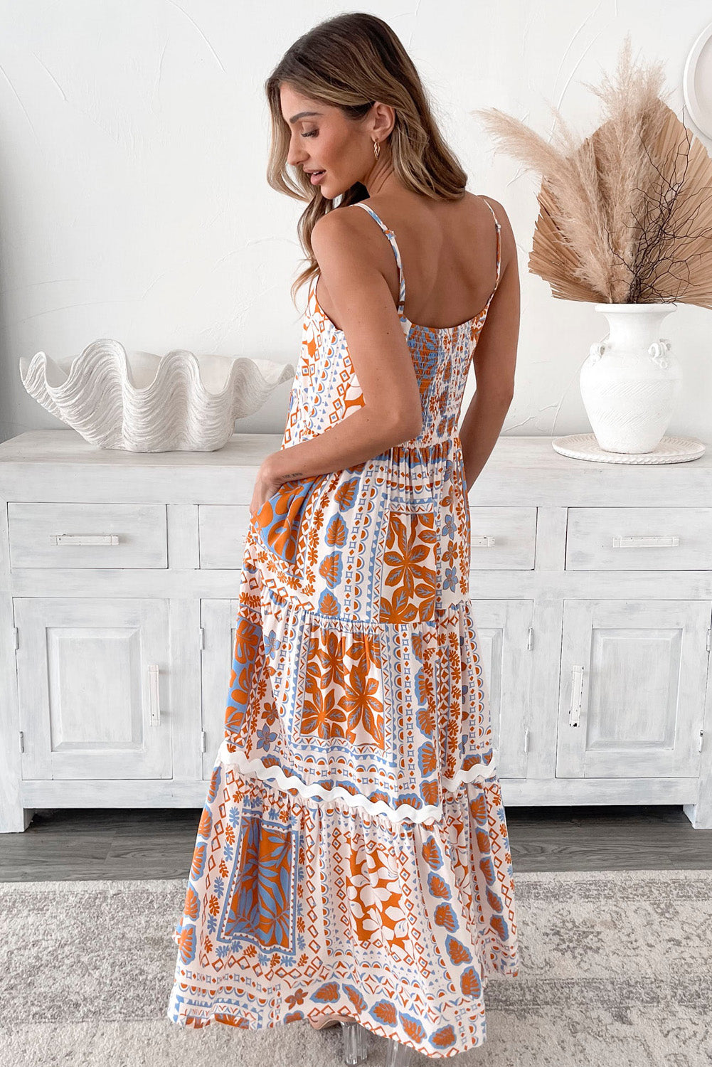 Orange Multi Printed Maxi Dress
