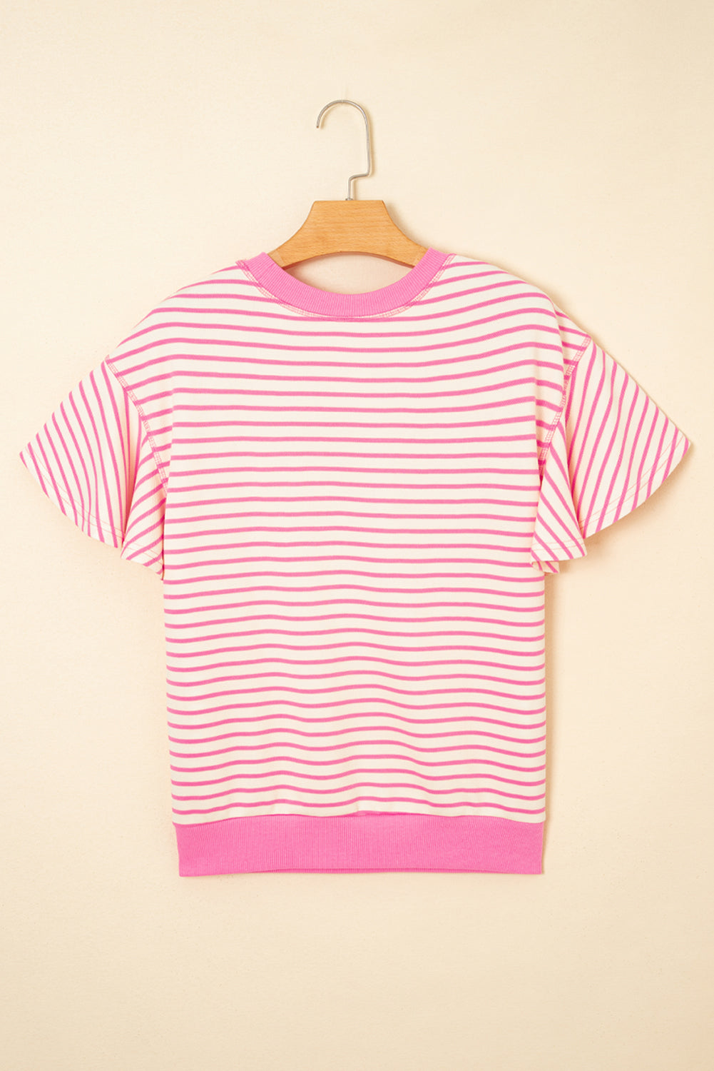 Sachet Pink Striped Ruffle Top
