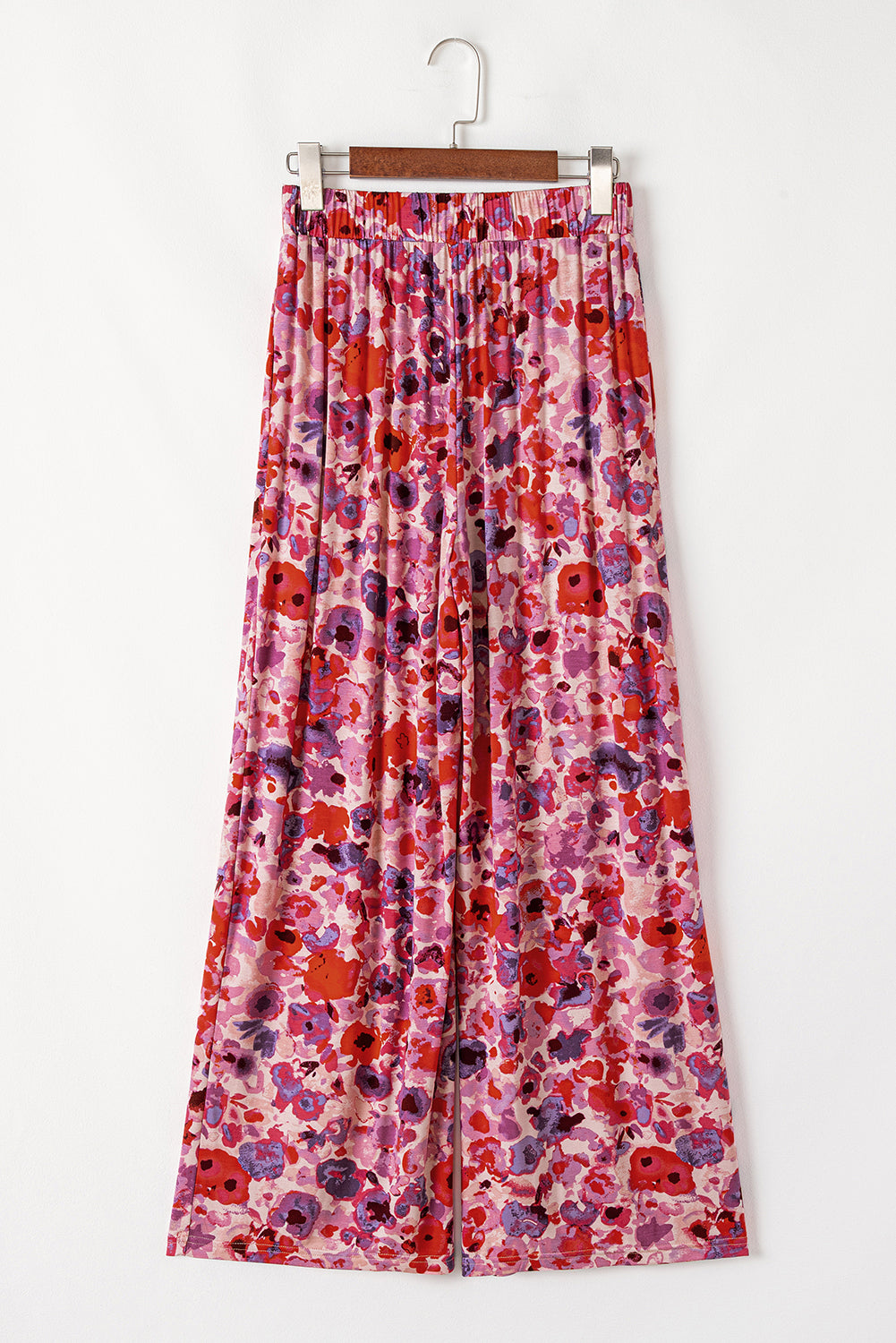 Purple Floral Wide Leg Pants