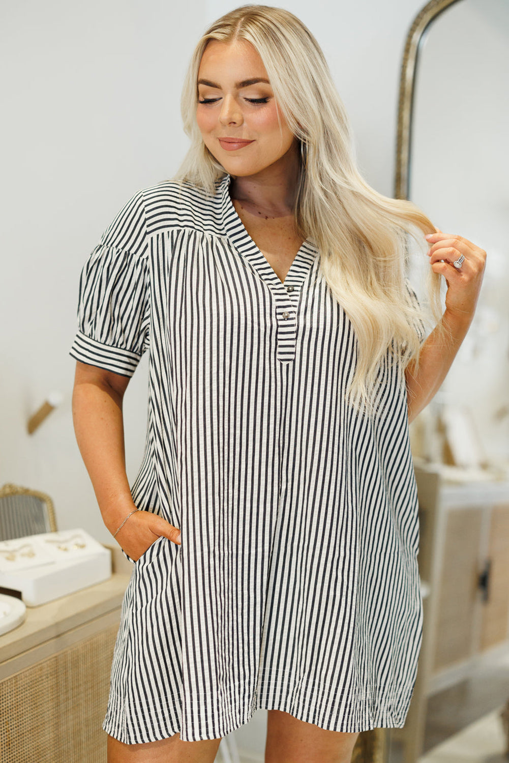 Black Stripe Mini Dress