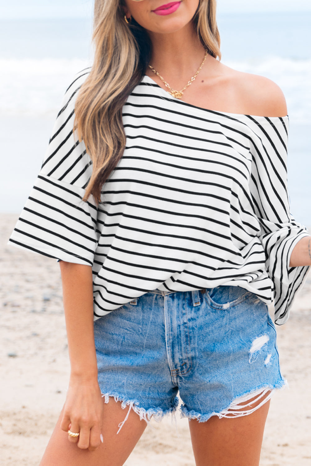 Black Stripe Loose Top