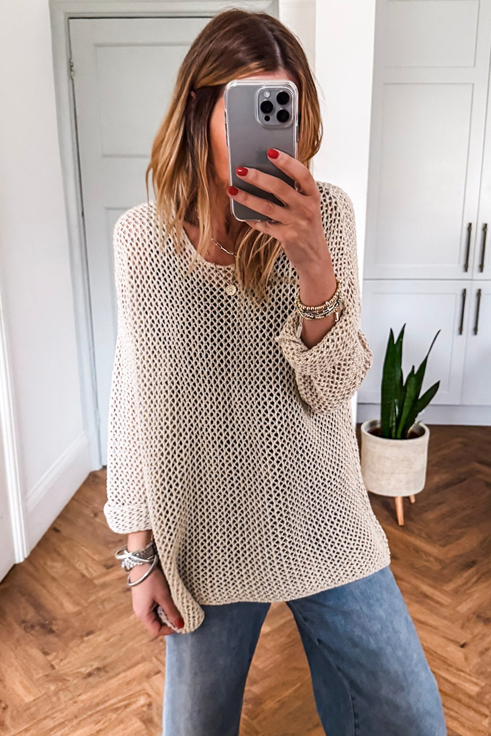 Smoke Gray Crochet Sweater