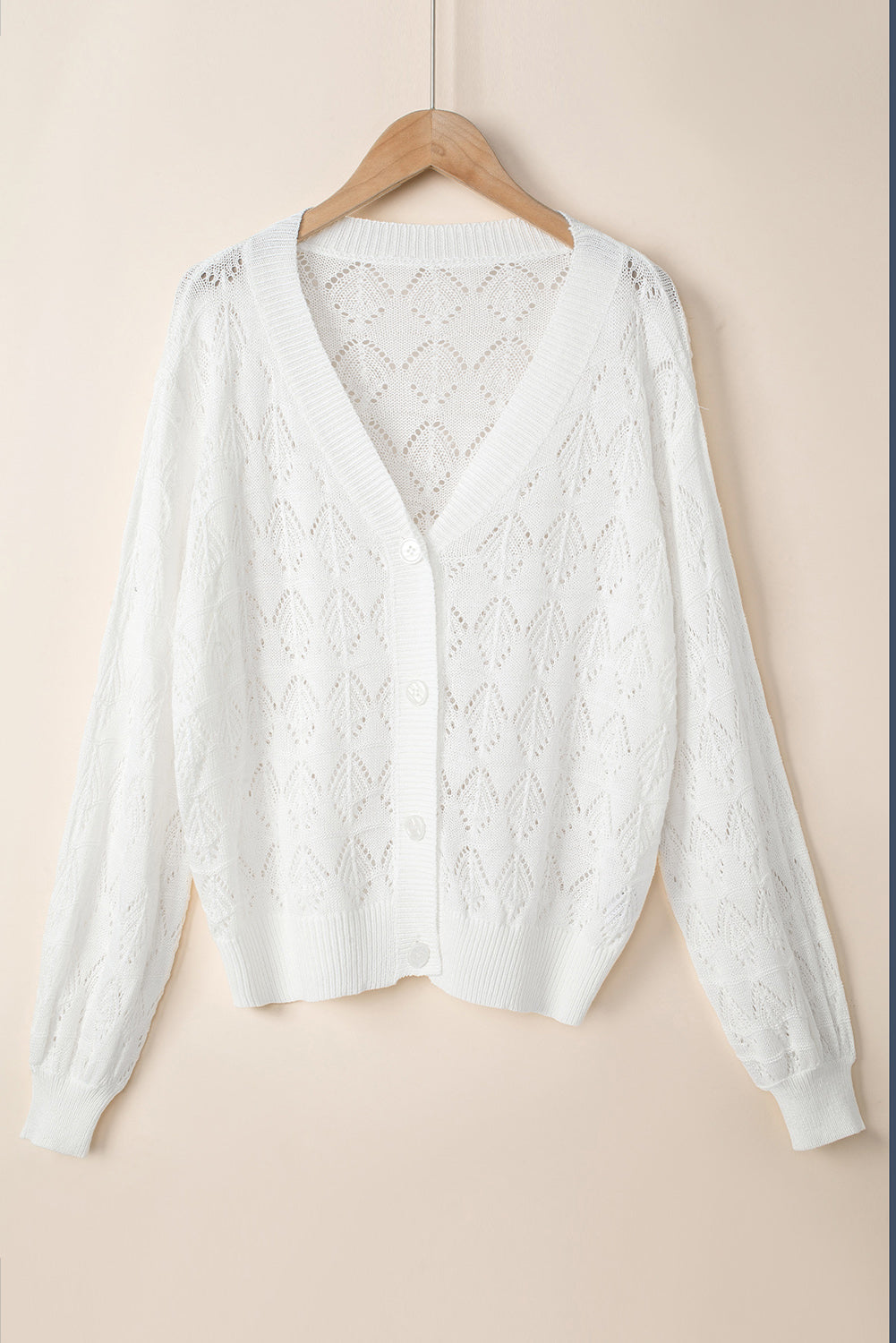 White Buttoned Crochet Cardigan