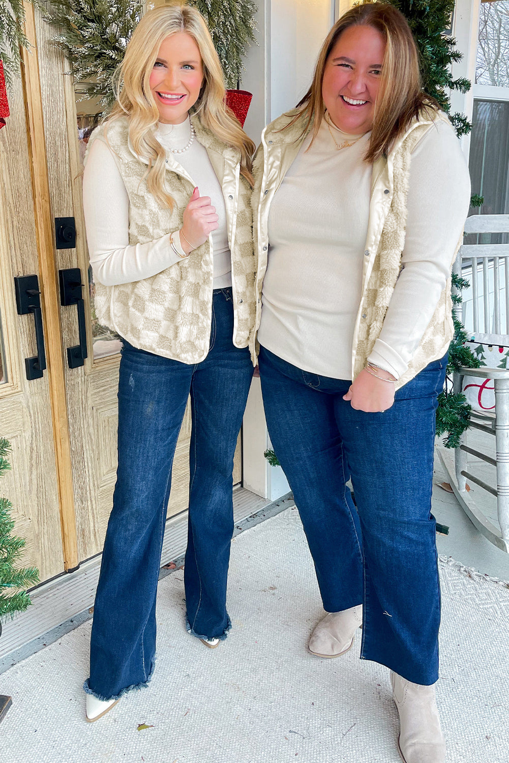 Khaki Sherpa Vest Jacket With Pocket