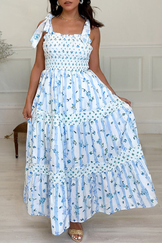 Sky Blue Floral Maxi Dress