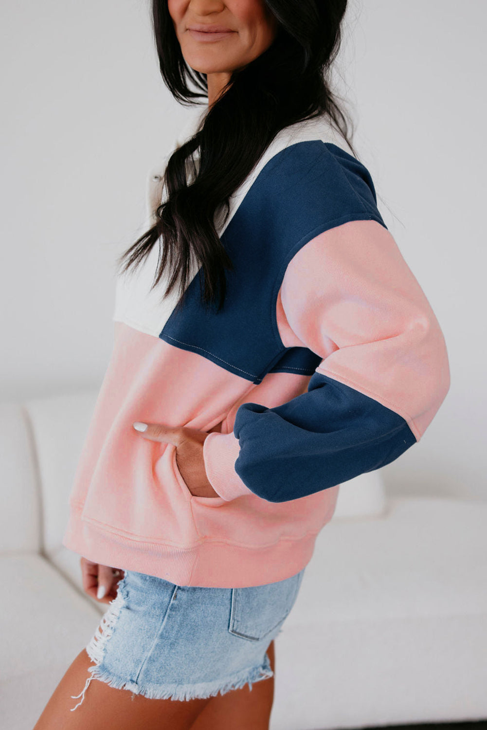 Pink Colorblock Sweatshirt
