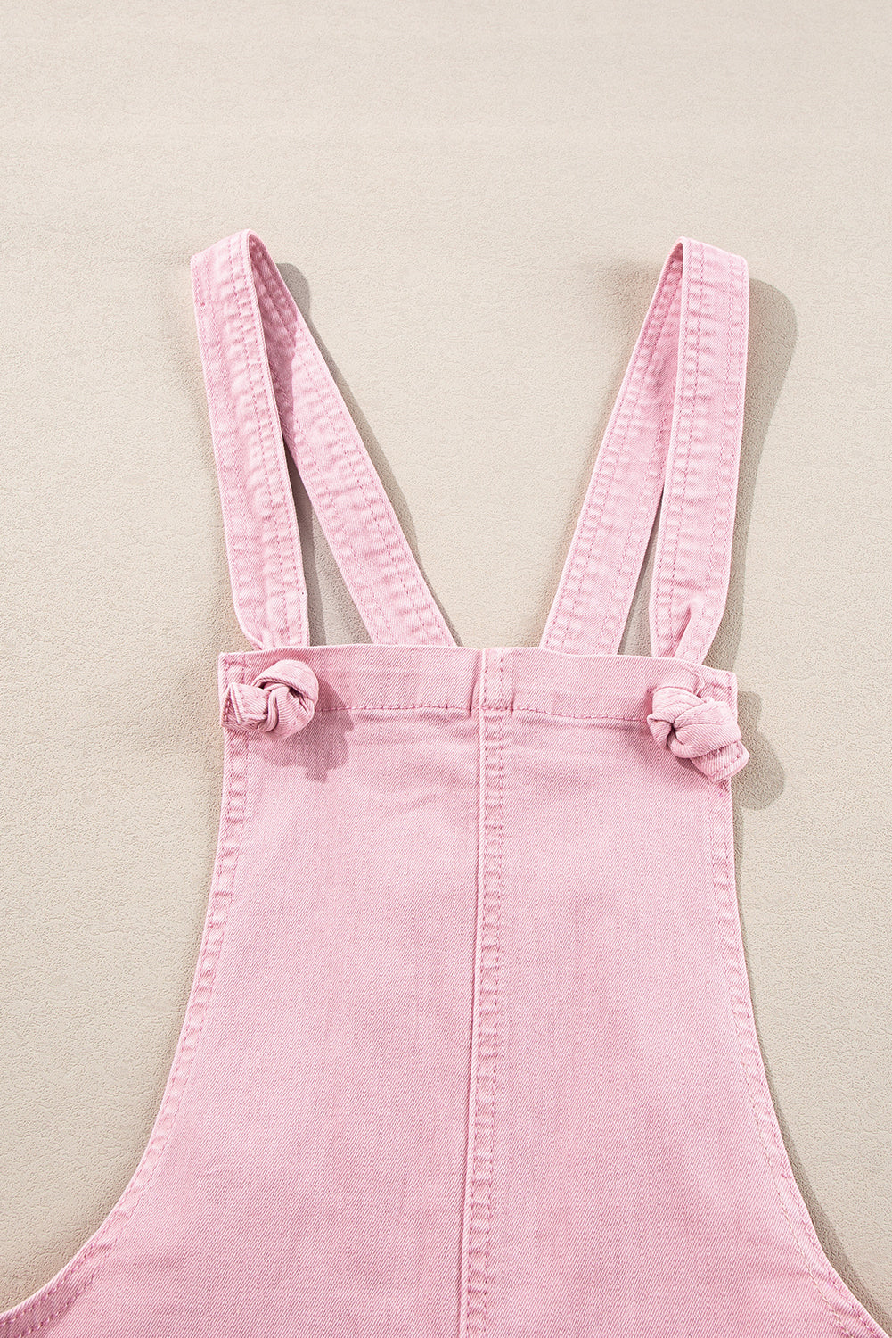 Pink Solid Denim Romper with Pockets