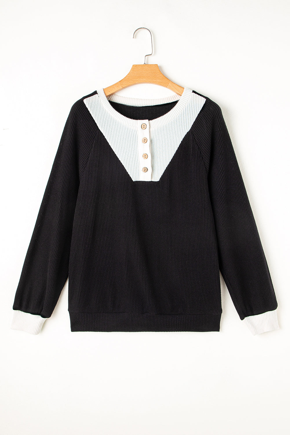 Black Ribbed Loose Fit Top