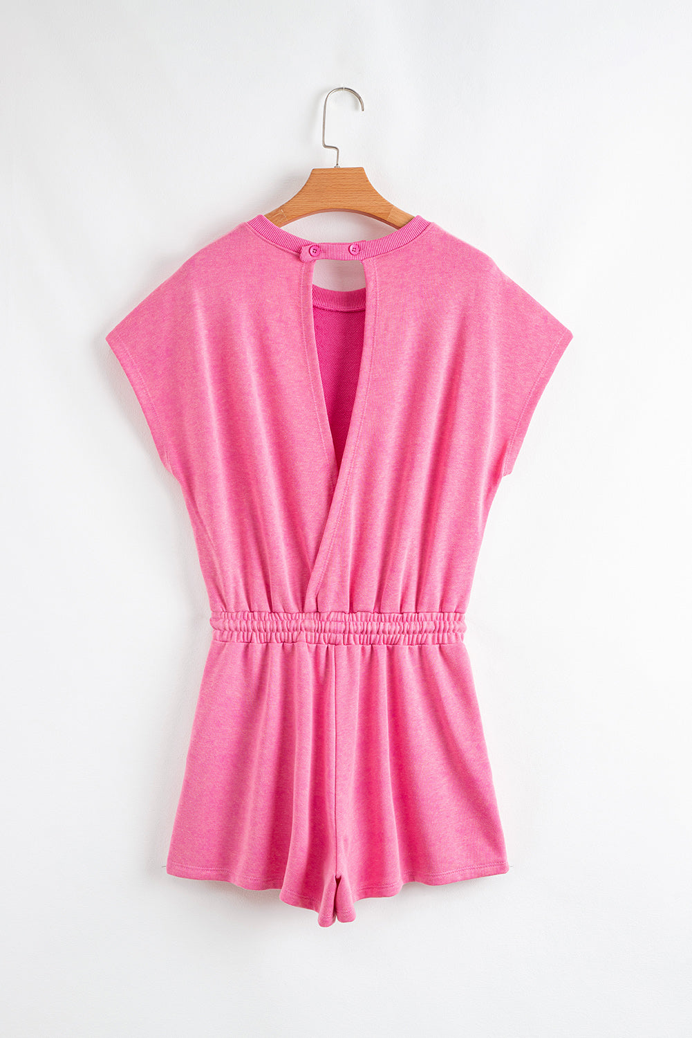 Hot Pink Mineral Wash Short Sleeve Romper