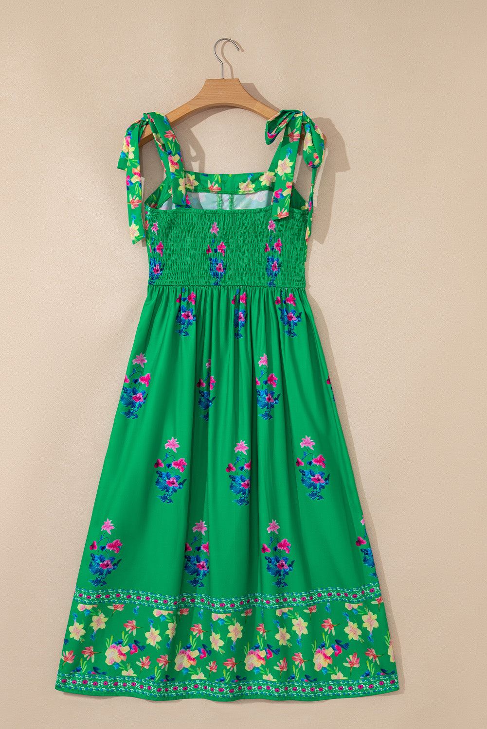 Green Floral Print Midi Dress