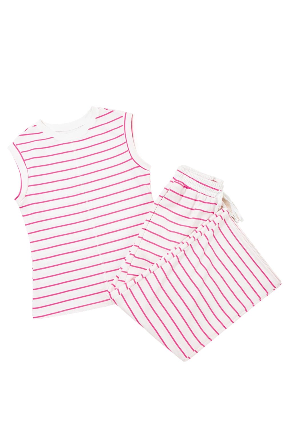 Rose Stripe Wide Leg Pants Set